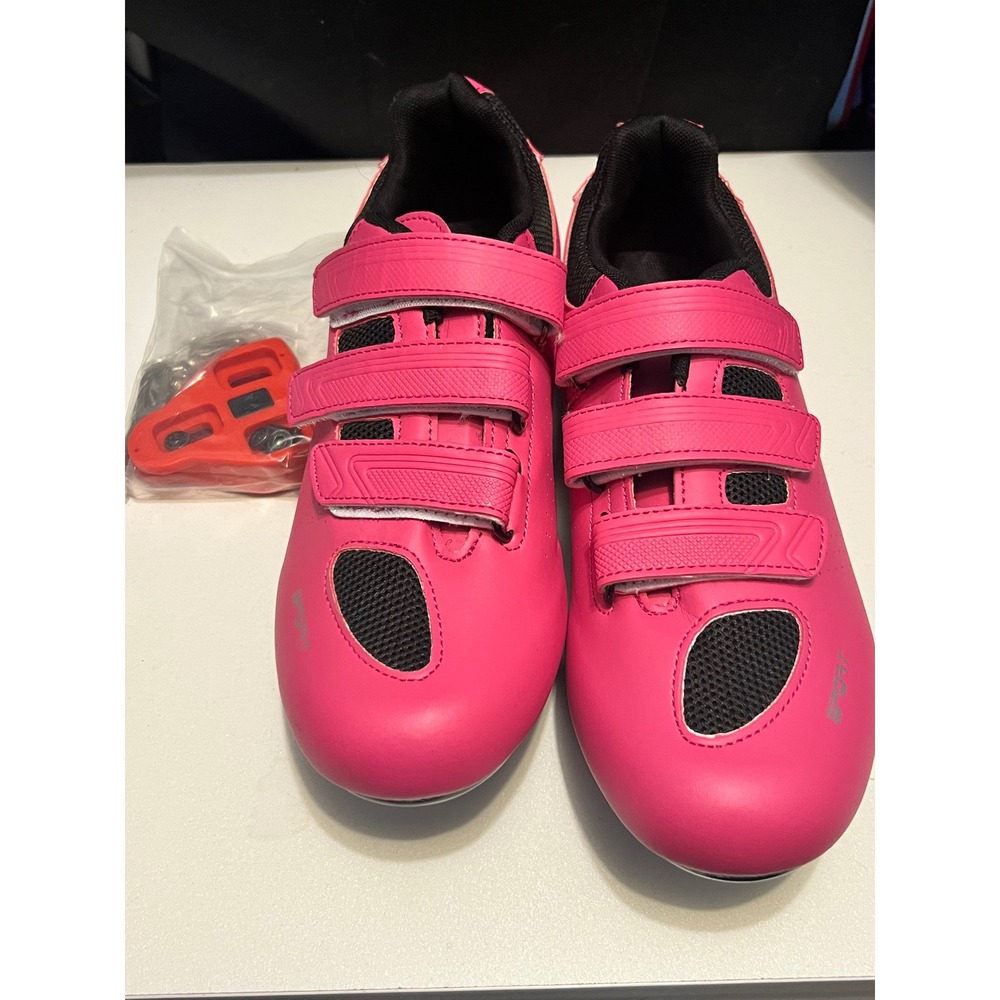 Pink Cycling Shoes EUR 42 w/ Shimano SPD Cleats Indoor Spin Road Bike Clip Shoe